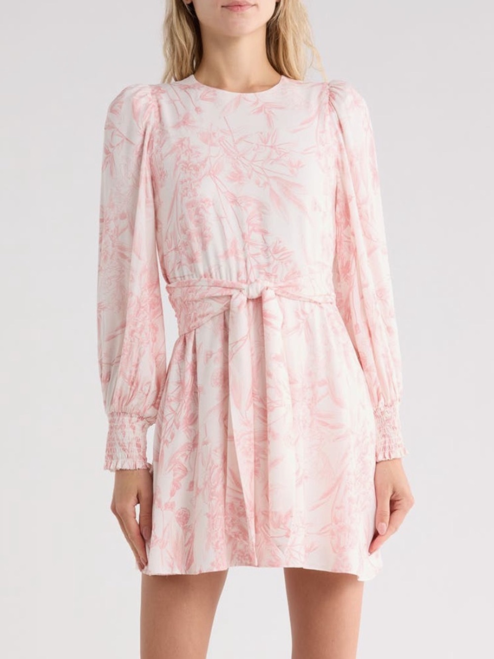 ALICE + OLIVIA Molli Floral Long Sleeve Tie Waist Dress in Vignette Size 6 NWT